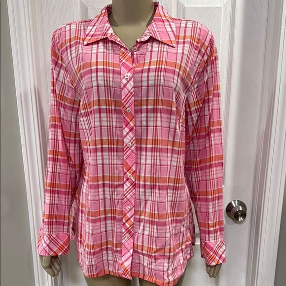 TALBOTS BUTTON-UP PLAID SHIRT. - Picture 3 of 10